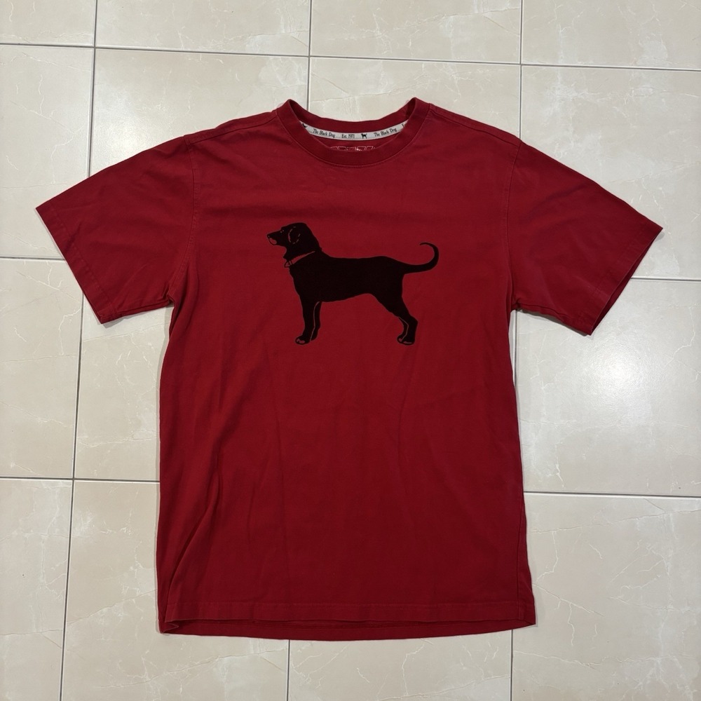 Marthas Vineyard Black Dog T Shirt Men's Small Red Preppy Graphic Lab 2023